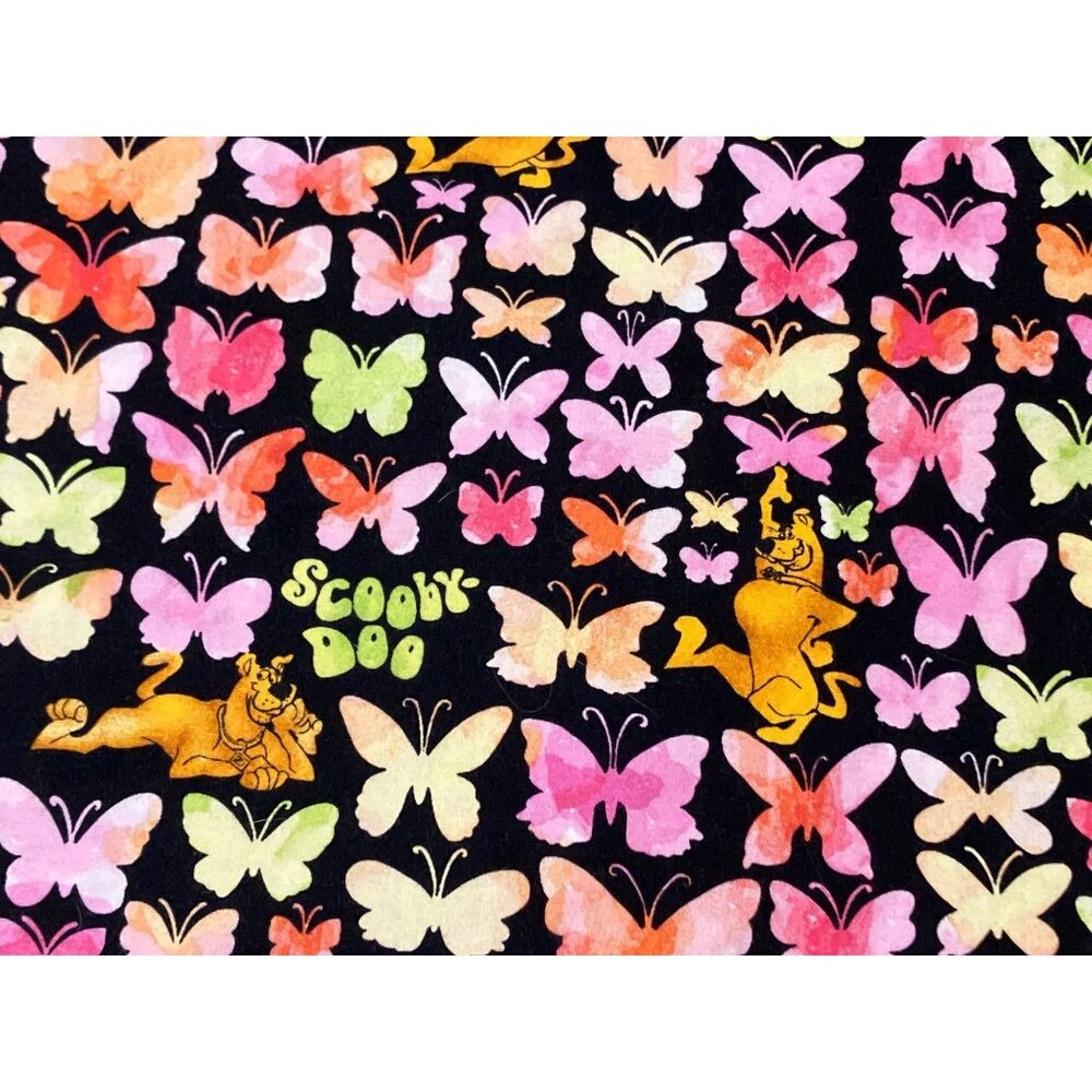 Scooby-Doo Nurse Scrub Top L/G 100% Cotton Multicolor Butterfly and Dog Print - Picture 10 of 11